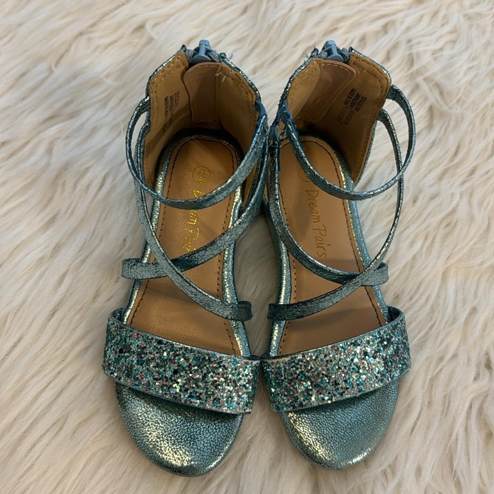 Girls Sandals Ankle Strap Low Wedge Sandals With Zipper Toddler Kid size 9 - Picture 2 of 9